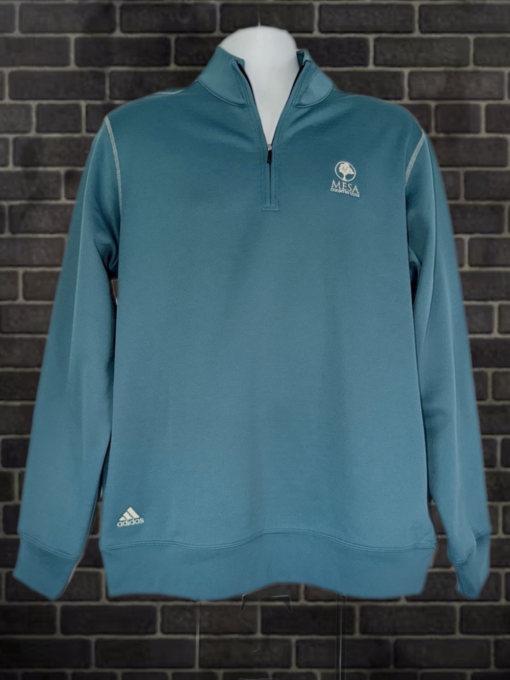 Adidas Golf Climalite Quarter Zip Pullover Men's Medium Teal Mesa Country Club